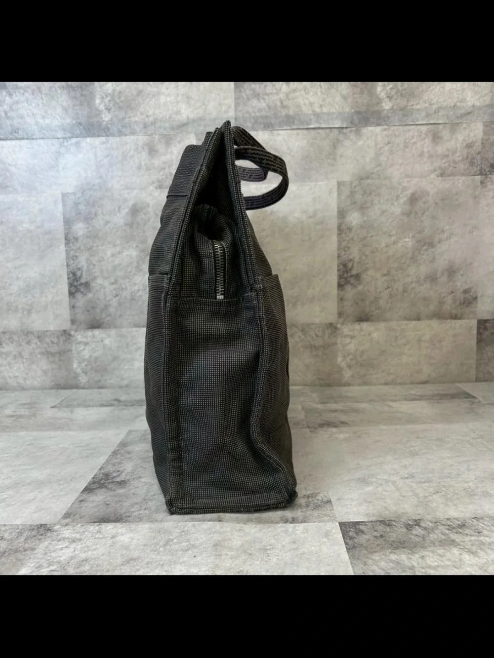 Hermes Black Canvas Weekender Tote